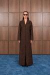 Slicked-Back Elegance in Charcoal Jacquard