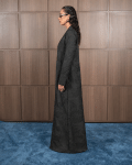 Slicked-Back Elegance in Charcoal Jacquard