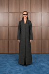 Slicked-Back Elegance in Charcoal Jacquard