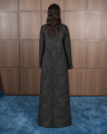 Slicked-Back Elegance in Charcoal Jacquard